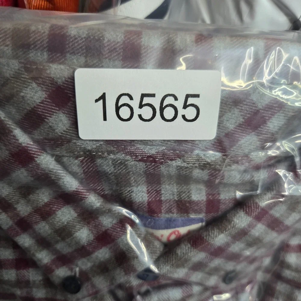 Johnnie-O Hangin out Flannel Shirt Mens L Red Gingham Check Long Sleeve Button